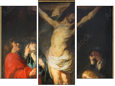 Antwerp - The Crucifixion paint by Jacob Jordaens - Three-piece canvas, Triptych