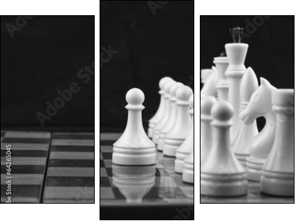 Chess white on black - Three-piece canvas, Triptych