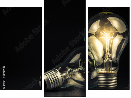 Light bulbs - Three-piece canvas, Triptych