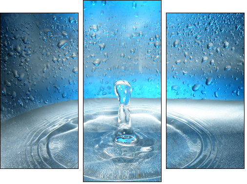 Water drop and splash - Three-piece canvas, Triptych