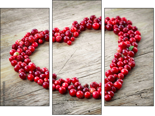 heart shape of fresh berries - Three-piece canvas, Triptych