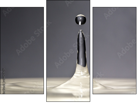Schwebende Wassertropfen WeiÃ/ Schwarz - Three-piece canvas, Triptych