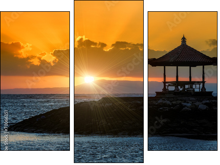 sunset in bali beach - Three-piece canvas, Triptych