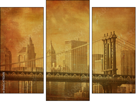 vintage grunge image of new york city - Three-piece canvas, Triptych