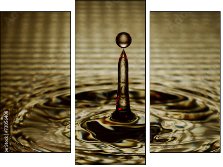Water Drop Splash with Ripples - Three-piece canvas, Triptych