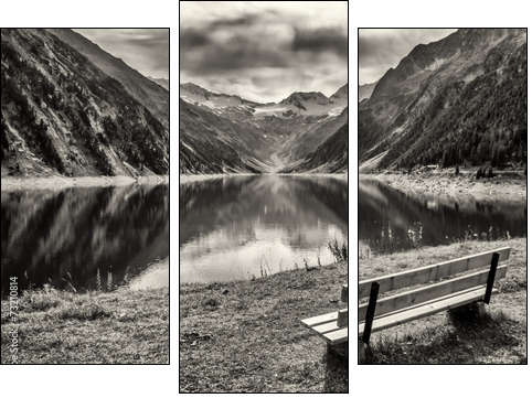 wooden bench - Three-piece canvas, Triptych