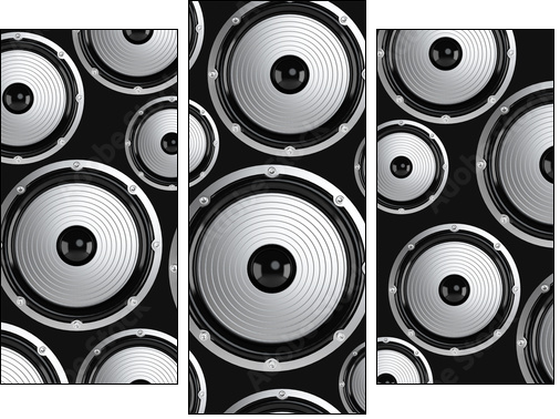 Many elegant white and black loudspeakers - Three-piece canvas, Triptych