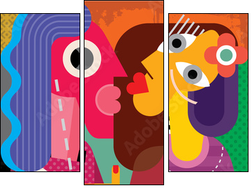 Two women - Three-piece canvas, Triptych