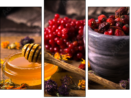 Honey and herbs - Three-piece canvas, Triptych