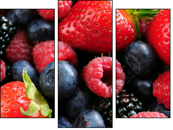 Assorted fresh berries - Three-piece canvas, Triptych