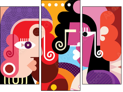 Two fashionable women - Three-piece canvas, Triptych