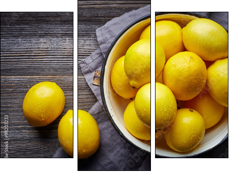 fresh wet lemons - Three-piece canvas, Triptych