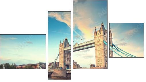 Tower bridge at sunset, London - Four-piece canvas, Fortyk