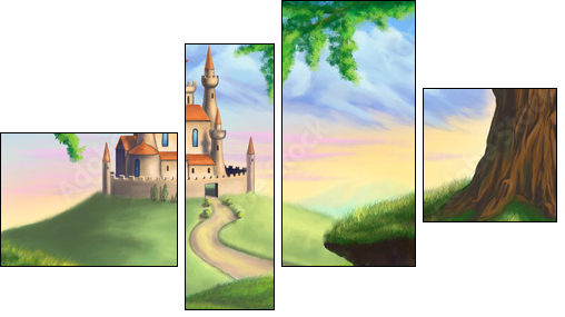 Fantasy castle - Four-piece canvas, Fortyk