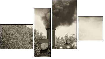 Old locomotive sepia - Four-piece canvas, Fortyk