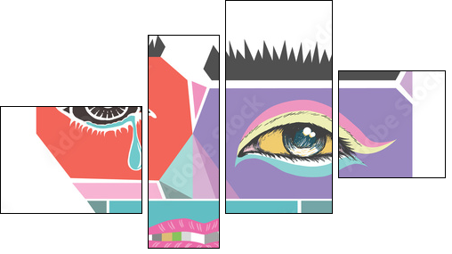 Abstract face design. Modern art vector illustration. Abstract face for Homeless Concepts. Abstract design exotic bohemian & boho style. - Four-piece canvas, Fortyk