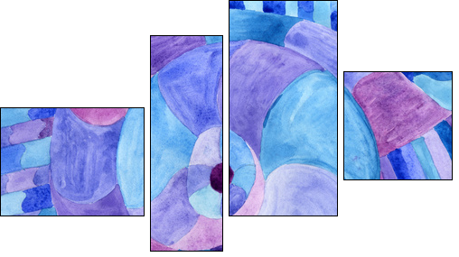 Watercolor Nautilus Picasso in blue. Sea theme watercolor. Sea Picasso. - Four-piece canvas, Fortyk
