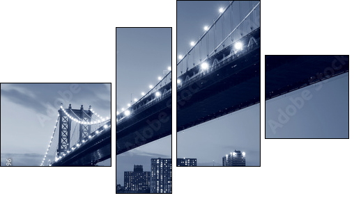 Manhattan Bridge and Manhattan skyline At Night - Four-piece canvas, Fortyk