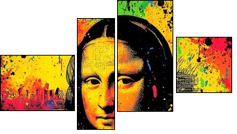 The Mona Lisa transformed with bold, colorful brush strokes. - Four-piece canvas, Fortyk