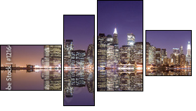 New York skyline and reflection at night - Four-piece canvas, Fortyk