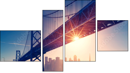 San Francisco skyline retro view. America spirit - California theme. USA background. - Four-piece canvas, Fortyk