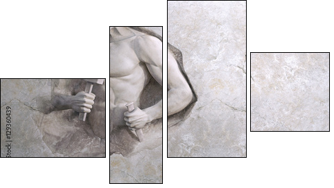 epic background of athletic man cuts his sports body of marble stone - Four-piece canvas, Fortyk