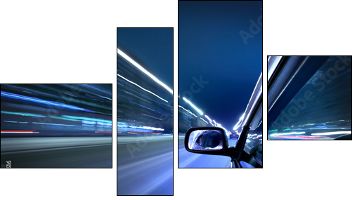 night car drive - Four-piece canvas, Fortyk