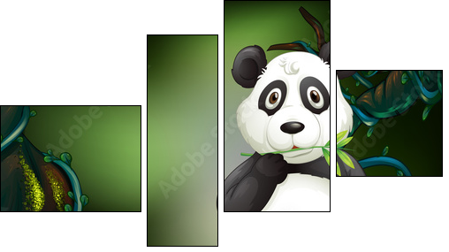 Panda standing in deep forest - Four-piece canvas, Fortyk
