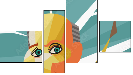 cubist portrait of a painter - Four-piece canvas, Fortyk