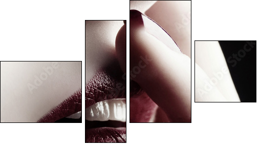Close-up of lips and nails - Four-piece canvas, Fortyk