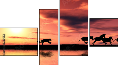 Hunting cougar. - Four-piece canvas, Fortyk