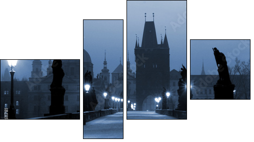 charles bridge, (blue) prague - Four-piece canvas, Fortyk