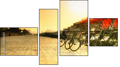 Xi'an / China  - Town wall with bicycles - Four-piece canvas, Fortyk