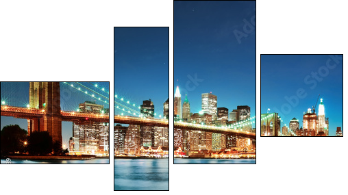 Brooklyn bridge at night - Four-piece canvas, Fortyk