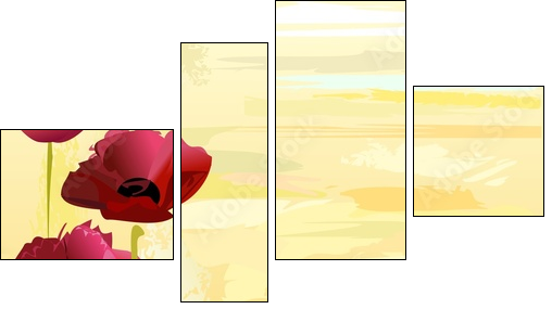 Painted poppies background - Four-piece canvas, Fortyk