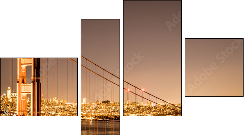 Golden gate bridge at night. Long shutter speed. San Francisco - Four-piece canvas, Fortyk