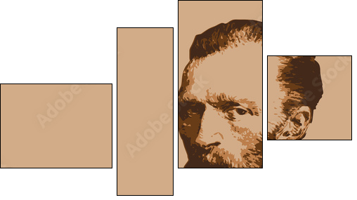 Van Gogh - peintre - portrait - personnage célèbre - Vincent Van Gogh - artiste peintre - - Four-piece canvas, Fortyk