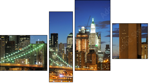 New york Manhattan bridge after sunset - Four-piece canvas, Fortyk