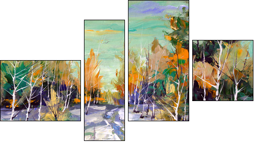 Winter road to wood - Four-piece canvas, Fortyk