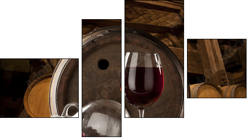 the still life with glass of red wine - Four-piece canvas, Fortyk