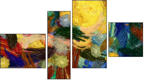 Abstract texture background. Digital painting in Vincent Van Gogh style artwork. Hand drawn artistic pattern. Modern art. Good for printed pictures, postcards, posters or wallpapers and textile print. - Four-piece canvas, Fortyk