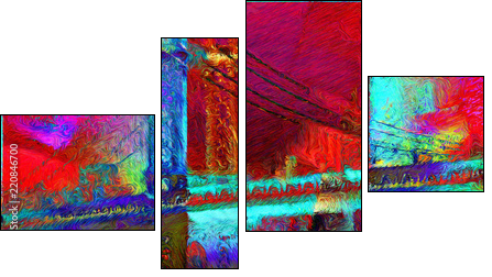 Manhattan bridge - Four-piece canvas, Fortyk