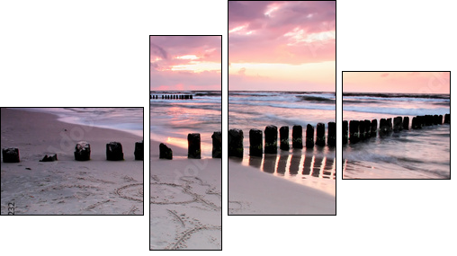 Calmness.Beautiful sunset with symbol of love. - Four-piece canvas, Fortyk