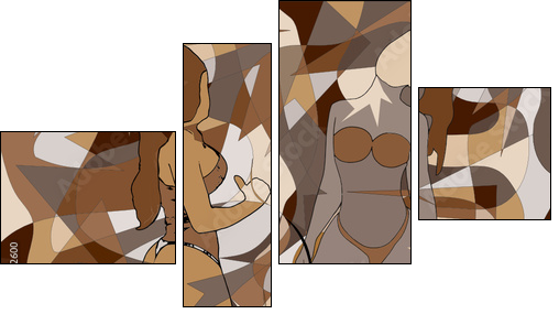 abstract vector picture of a profile of a female body - Four-piece canvas, Fortyk