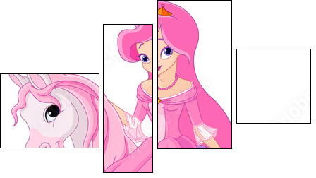 Princess riding horse - Four-piece canvas, Fortyk