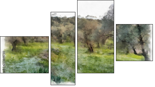 olives fields painting - Four-piece canvas, Fortyk