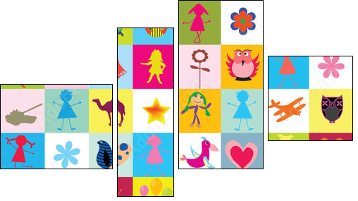 Pattern with toys and kids for kindergarten - Four-piece canvas, Fortyk