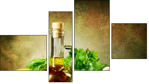 Healthy Vegetables and Olive Oil.Vintage Styled - Four-piece canvas, Fortyk