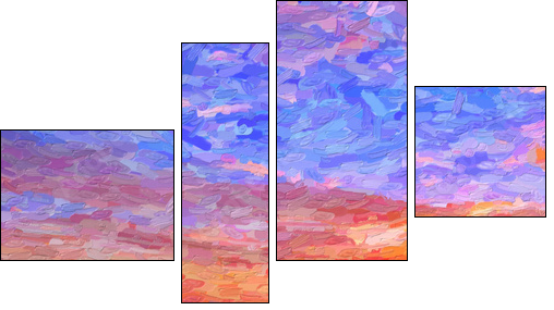 IMPRESSIONISM sunset in the mountains - Four-piece canvas, Fortyk