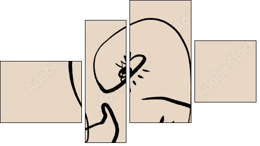 Hand drawn stylized temting contemporary art - Four-piece canvas, Fortyk